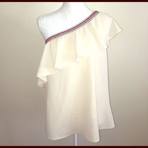 Anthropologie Paper Crane One Shoulder Blouse M